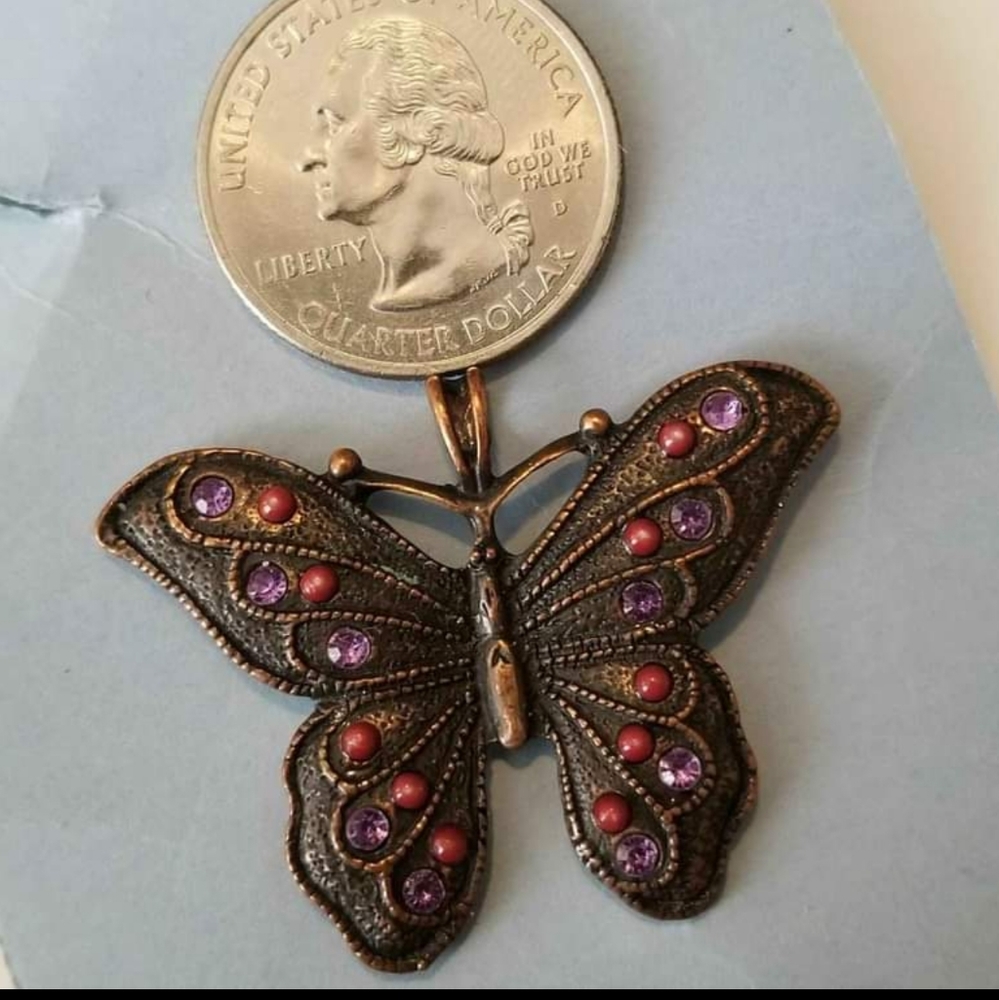 Relisted - butterfly pendant dark copper charm - Picture 6 of 6